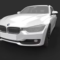 White BMW Sedan Front View With Chrome Grille And Headlights 3d model