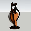Abstract Two Figures Sculpture In Black And Brown With Elegant Design Base
