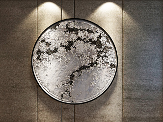 New Chinese Round Frame Painting Decorative Painting 3d model