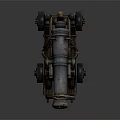 Ancient Cannon With Wooden Carriage Metal Barrel And Iron Wheels