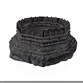Ancient Circular Stone Architectural Structure with Multi Tiered Base and Arched Openings in Classical Design