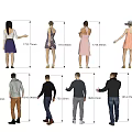 Multiple People With Various Heights Outfits And Different Standing Poses
