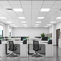 Modern Public Office Space With Well Lit Workstations Ergonomic Chairs And Storage Cabinets