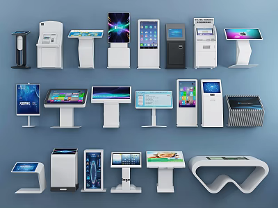 Public Facilities Self Service Terminals With Touchscreen Displays And Information Interfaces 3d model