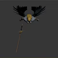 Warrior Woman With Blue Wings Golden Crown And Sword In Armor
