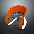 Modern Orange Wooden Chair With Curved Frame Mesh Seat And White Support