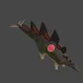 Detailed Stegosaurus Dinosaur Model With Green Body And Orange Back Plates