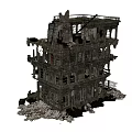 Damaged Architectural Structure Of Ruined Building With Broken Windows And Collapsed Walls