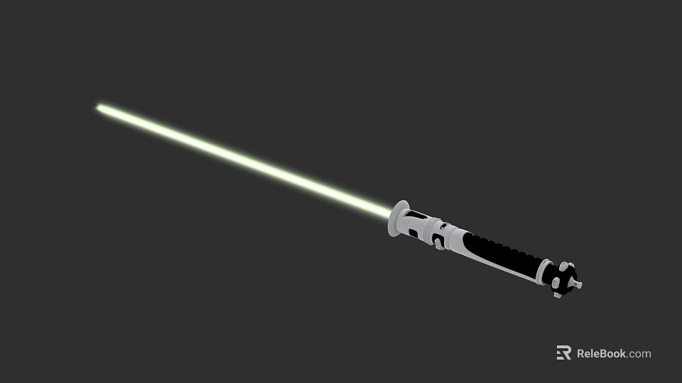 Futuristic Lightsaber Weapon With Glowing Blade And Silver Metallic Hilt 3d model 