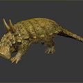 Realistic Prehistoric Dinosaur Model With Armored Plates Horned Head And Textured Skin