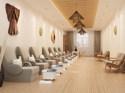 Hotel Mahjong Room with Comfortable Chairs Chess Tables and Decorative Wall Art 3d model