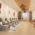 Hotel Mahjong Room with Comfortable Chairs Chess Tables and Decorative Wall Art