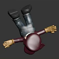 Mario Flying With Outstretched Arms Red Hat White M Purple Shirt Yellow Gloves Dark Background