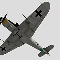 Vintage Military Fighter Aircraft with Camouflage Paint Green Brown Colors Iron Cross Insignia Yellow Propeller Design