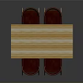 Modern Wooden Dining Table With Four Red Leather Chairs And Simple Design
