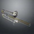 Shiny Brass Trombone With Long Slide And Reflective Surface On Dark Background
