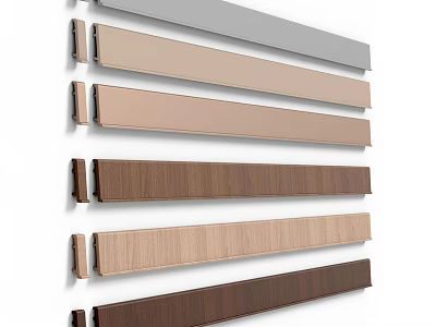 Long Slim Building Components With Wooden Metal Beige And Brown Decorative Panels 3d model