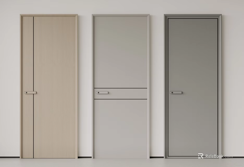 Modern Hinged Doors with Different Colors and Styles for Home Interior Design 3d model 