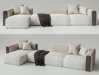 Modern corner sofa multiplayer sofa 3d model