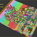 Modern 3D Island Model Featuring Urban Layout Water Areas And Green Spaces