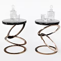 Light Luxury Side Table Side Table Corner Table Coffee Table Decorative Table Round Side Table Wine Bottle Wine Set Coffee Table 3d model