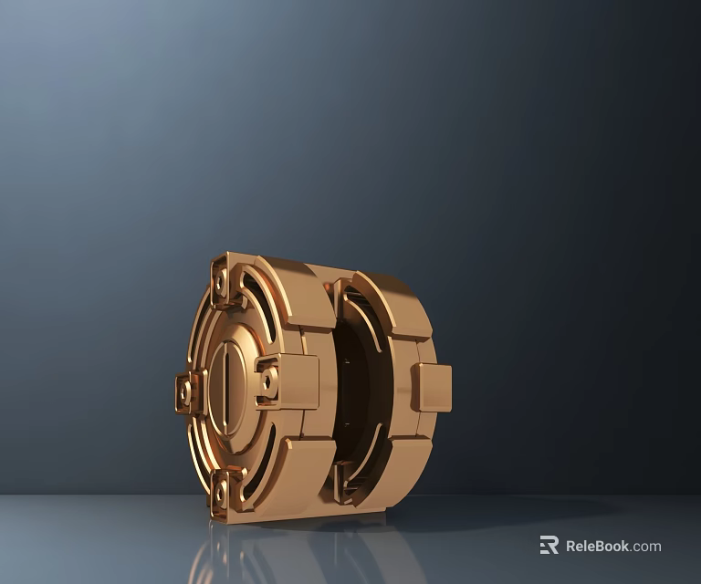 Smart Machine Golden Mechanical Component With Precision Gear Structure Design 3d model 