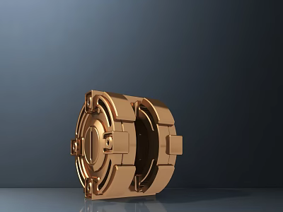 Smart Machine Golden Mechanical Component With Precision Gear Structure Design 3d model