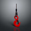 Red Industrial Lifting Hook With Black Connector And Steel Shank