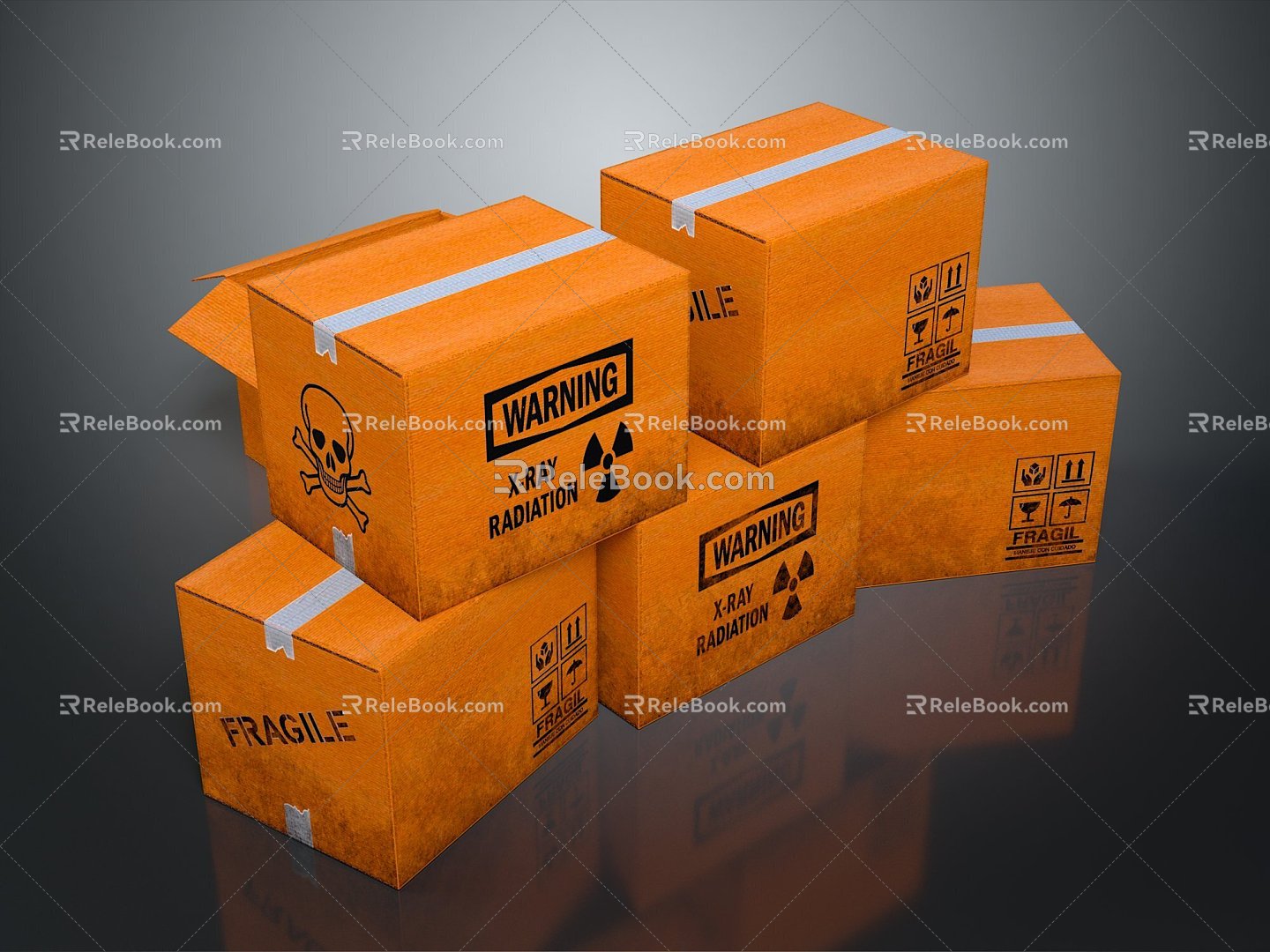 Box carton box luggage leather box leather box container realistic 3d model