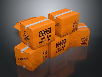 Orange Packaging Boxes For Household Items With Warning Signs And Fragile Labels 3d model Orange Packaging Boxes For Household Items With Warning Signs And Fragile Labels 3d model