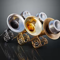 Vibrant Musical Instrument Art Tools Featuring Brass Silver Copper Horn Mouthpieces And Colorful Finishes