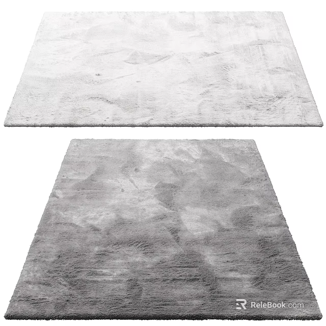 Modern Gray Textured Square Rug For Living Room Soft Home Decor 3d model 