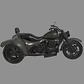 Classic Three Wheeled Motorcycle With Dark Gray Body And Black Seat In Retro Style