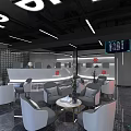 Modern Internet Cafe Interior With Comfortable Seating Gaming Computers Bar Counter And Sleek Lighting 3d model
