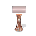 Pink Lampshade Table Lamp With Copper Twisted Design And Round Base 3d model