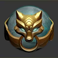 Metallic Golden Fox Head Fashion Clothing Accessory With Blue Sphere Decor