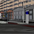 Modern Commercial Street Design With Contemporary Architecture Storefronts Crosswalk And Street Lights