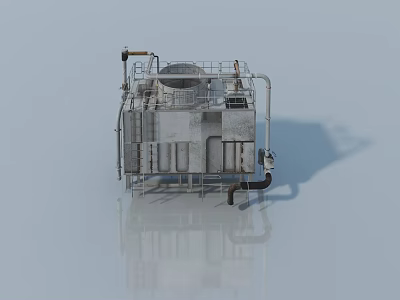 Industrial Swing Door With Metal Structure And Pipes For Mechanical Equipment 3d model