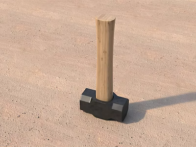 Sturdy Hardware Tool Hammer With Wooden Handle And Black Head On Sandy Surface 3d model