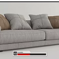 Light Gray Fabric Two Seater Sofa With Brown And Gray Throw Pillows 3d model
