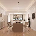 Modern Living Dining Room Interior With Beige Sofa Round Pouf Wooden Floor And Rug
