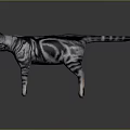 Realistic Gray Striped Cat With Detailed Fur Standing On Smooth Gray Background