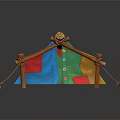 Colorful Kids Play Tent Furniture with Patchwork Fabric and Wooden Frames