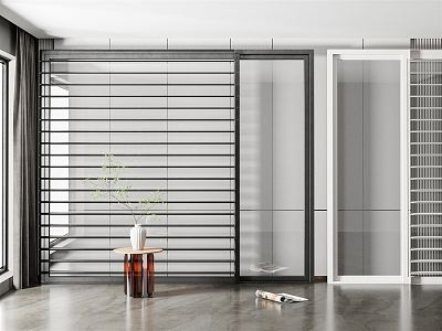 modern partition office glass door partition 3d model