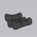 Black Single Sofa With Cylindrical Modular Structure And Smooth Surface Design 3d model