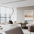 New Chinese Office Chairman Office Manager Office Desk and Chair Combination Office Computer Combination Reception Sofa Leather Sofa Boss Table 3d model