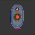 Mi Modern Computer Speaker With Oval Design Green Accent Beige Body And Orange Base