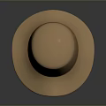Tan Wide Brimmed Fabric Hat With Ribbon Band For Daily Outdoor Sun Protection Wear
