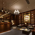 Elegant Luxury Bar Interior With Chandelier Wooden Counter And Wine Racks