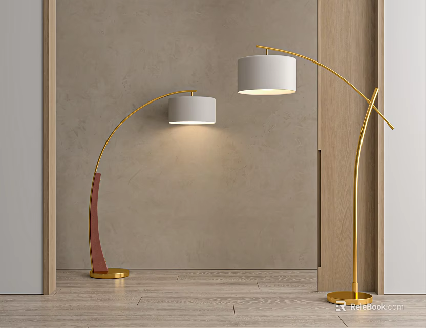 Modern Arc Floor Lamps With Different Designs In Minimalist Interior 3d model 